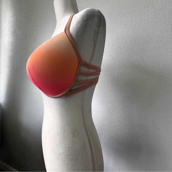 Shade & Shore Light Lift Halter Bikini Top Pink Orange SZ 38D - Picture 6 of 10